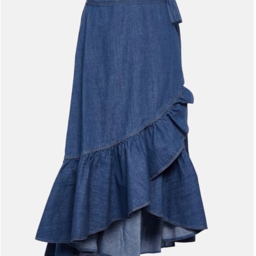 Ralph Lauren
Ruffled cotton chambray wrap skirt brand new with tags